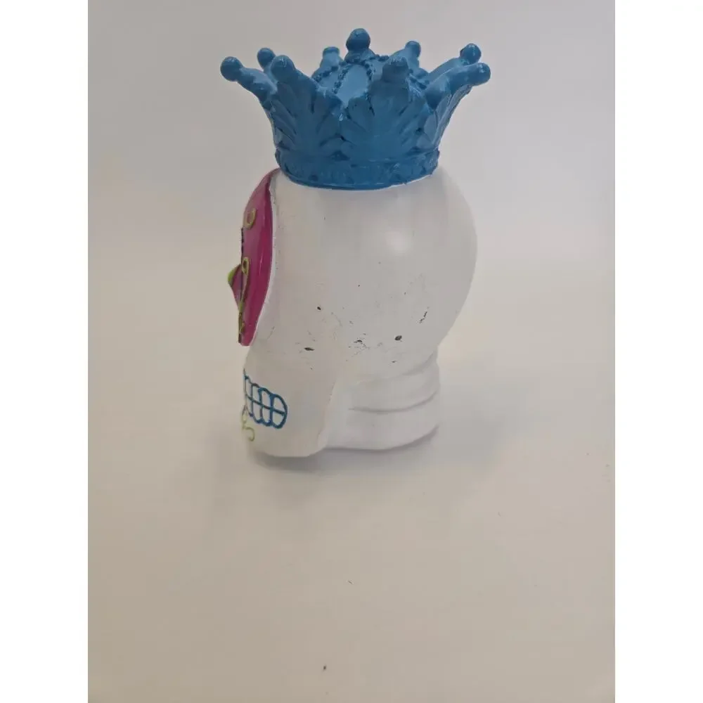 At Home Sugar Skull Figurine Blue Crown Day of the Dead Halloween Decor 6